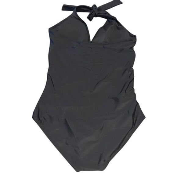 Smismivo Black Size L Tummy Control Ruched Swimwear Halter One Piece Swimsuit Ba - Picture 6 of 10